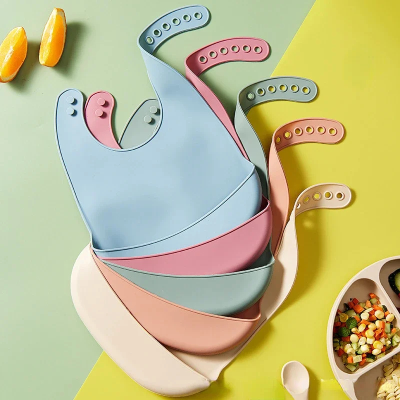 Silicone Baby Bibs - 1/2 Buah Bib Bayi Dapat Disesuaikan