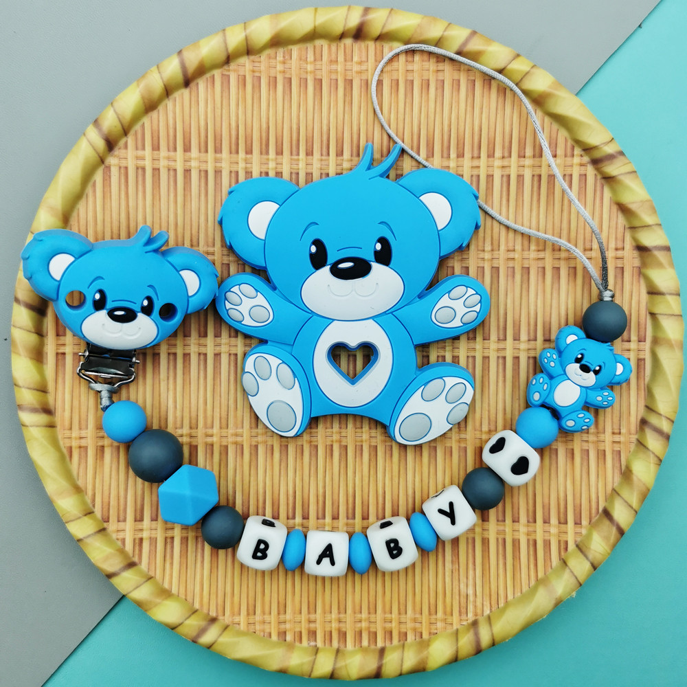 Baby Pacifier Clip - Kustom Inggris Rusia Silikon Nama Huruf