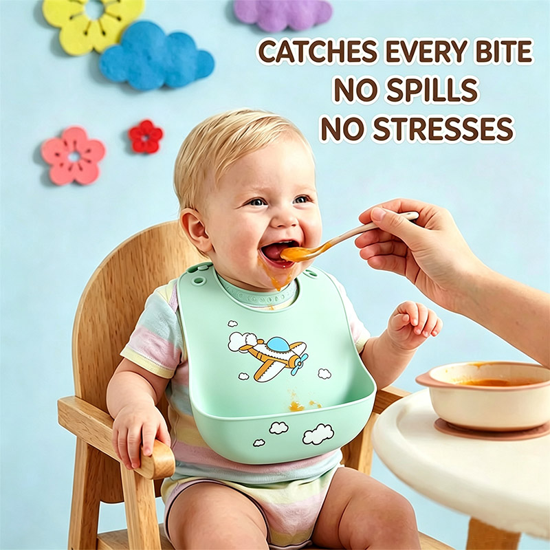 Silicone Baby Bibs - Bib Makan Bayi Silikon Tahan Air,