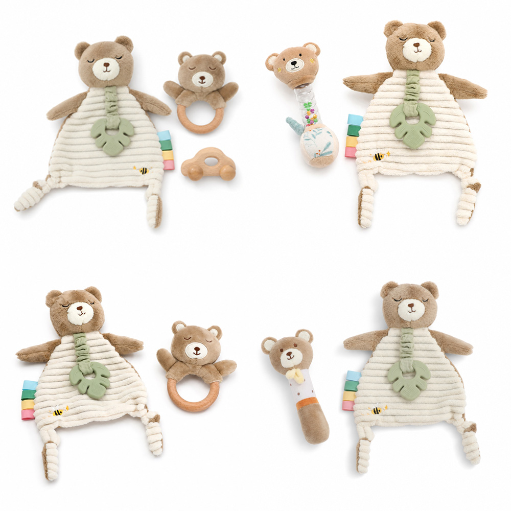 Baby Rattle Toy Set - Set Mainan Selimut Bayi Beruang Kartun,