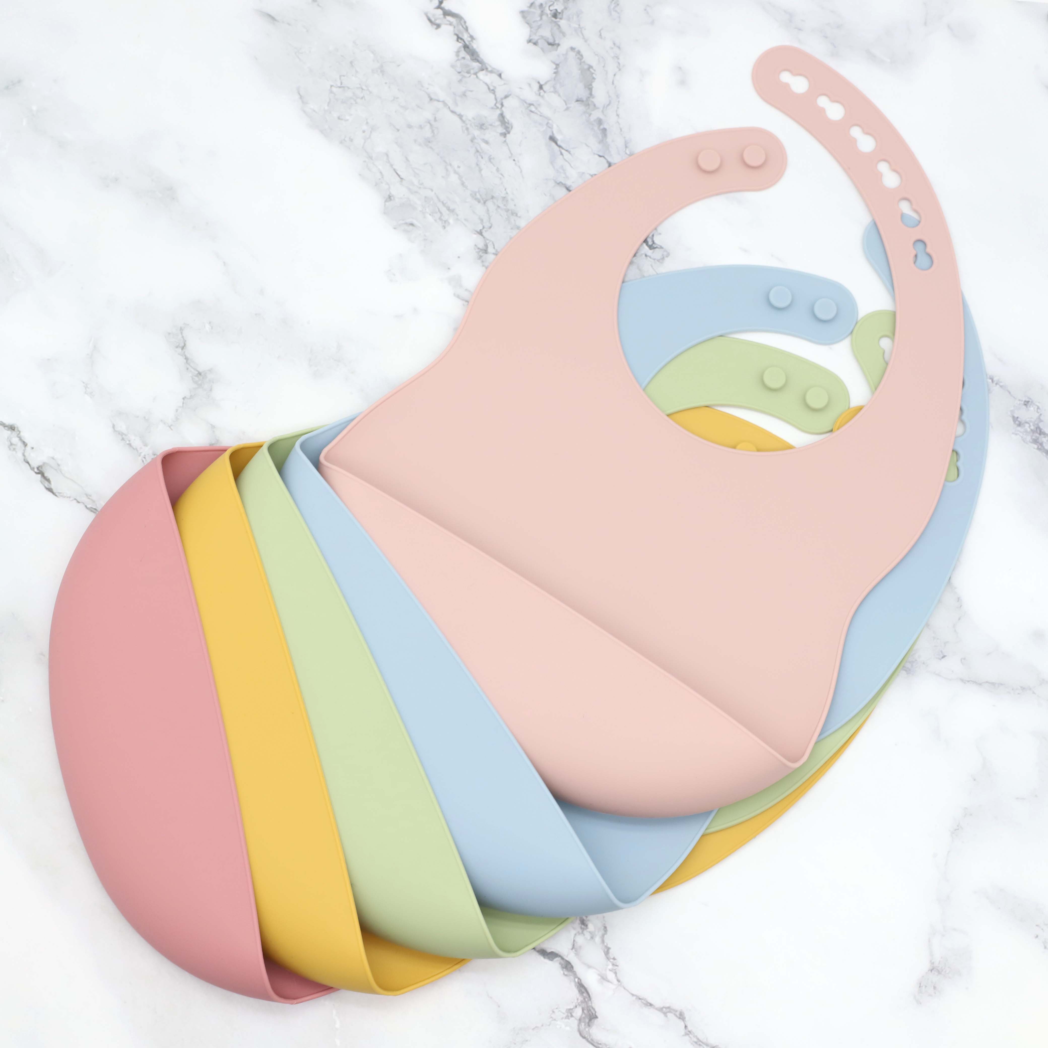 Silicone Baby Bibs - Bib silikon bayi baru dengan kancing