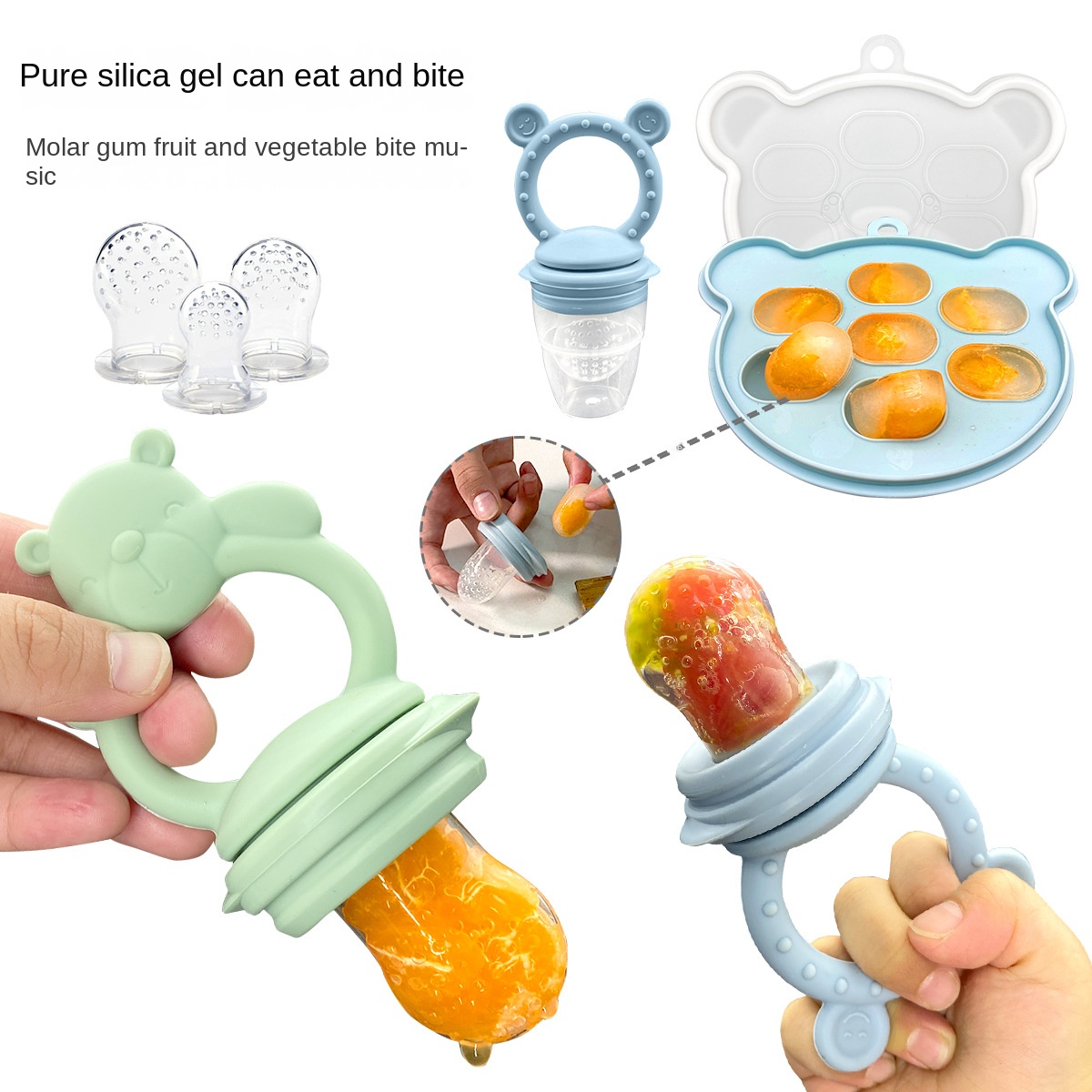 Baby Products Eco Friendly - Set alat makan bayi silikon, dot