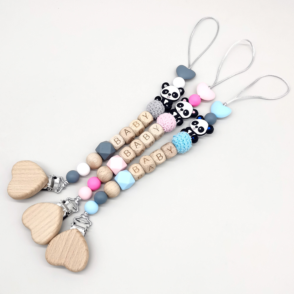 Rantai Empeng Bayi Kayu Person - Baby Pacifier Clip ulasan dan harga