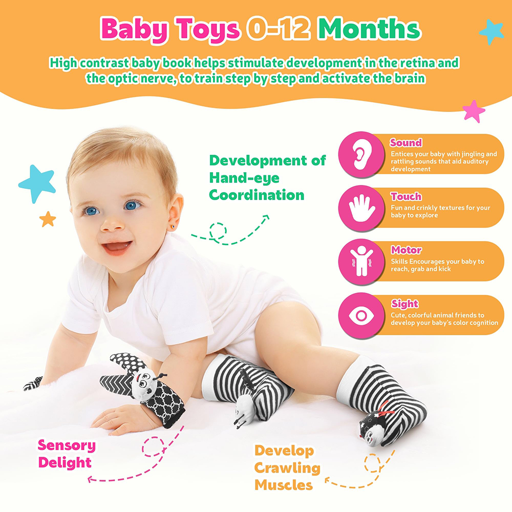 Mainan bayi hitam dan putih, m - Baby Rattle Toy Set ulasan dan harga