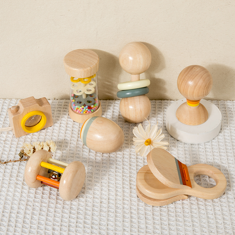 Mainan Kayu Montessori 7 Buah  - Baby Rattle Toy Set ulasan dan harga